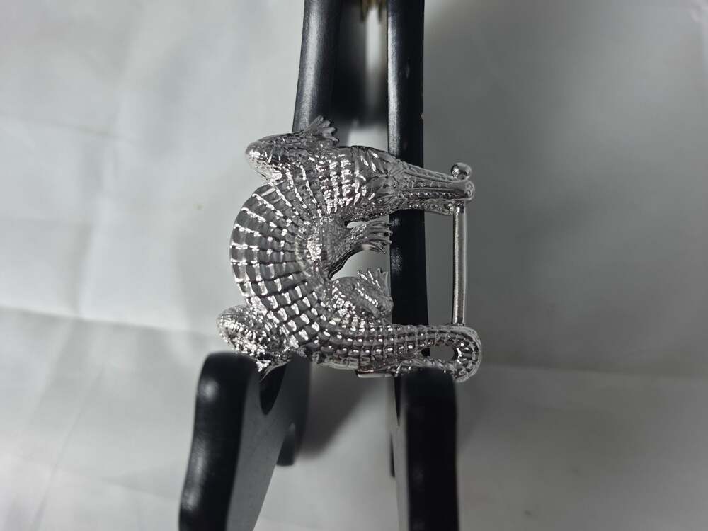 Barry Kieselstein-Cord Sterling Silver Alligator Belt Buckle